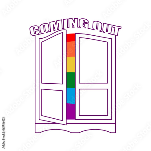 Coming out Wardrobe LGBT symbol. Open closet door. Get out of wardrobe gay. recognition Furniture