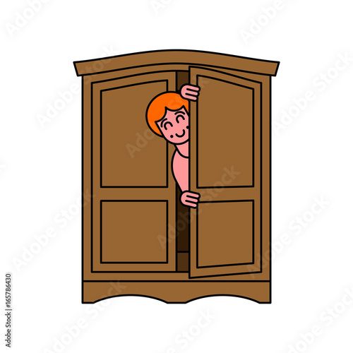 Coming out Wardrobe LGBT symbol. Open closet door. Get out of wardrobe gay. recognition Furniture