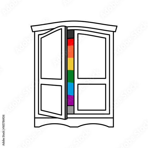 Coming out Wardrobe LGBT symbol. Open closet door. Get out of wardrobe gay. recognition Furniture