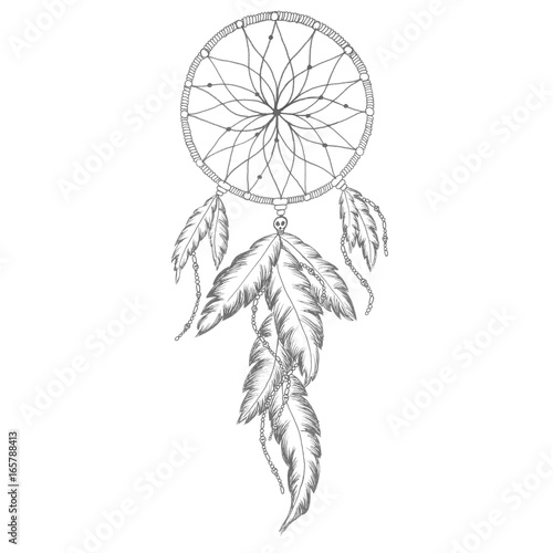 Dreamcatcher Line Art Drawing Feathers Decoration
