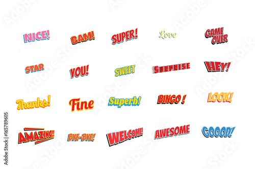 cartoon words label set isolated on a white background