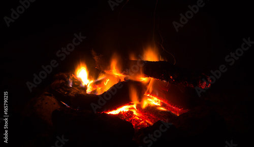 Camp Fire With Glowing Coal