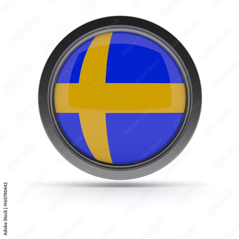 Obraz premium Steel badge with Swedish flag