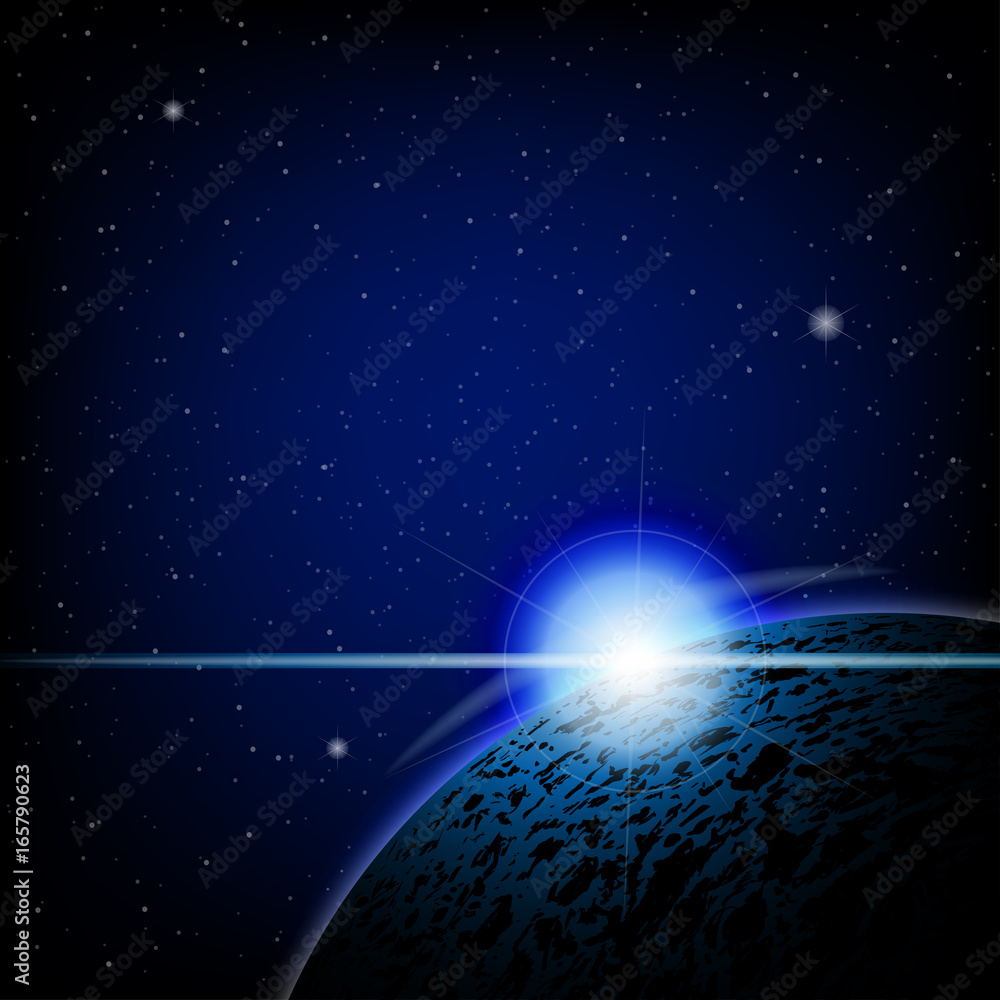 Obraz premium Lunar Eclipse Deep Blue Space Background