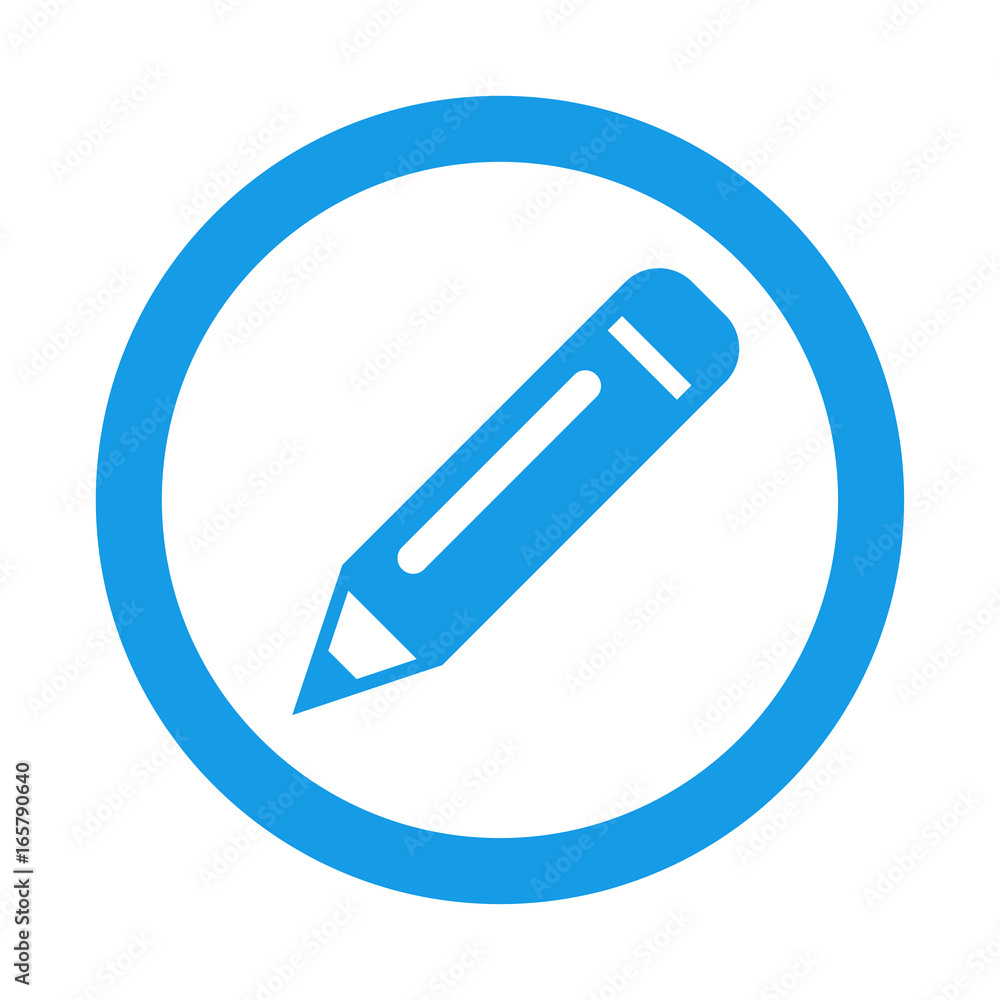 Icono plano lapiz en circulo color azul Icono plano lapiz en circulo color azul