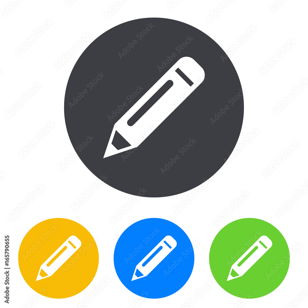 Icono plano lapiz en circulo varios colores Icono plano lapiz en circulo varios colores