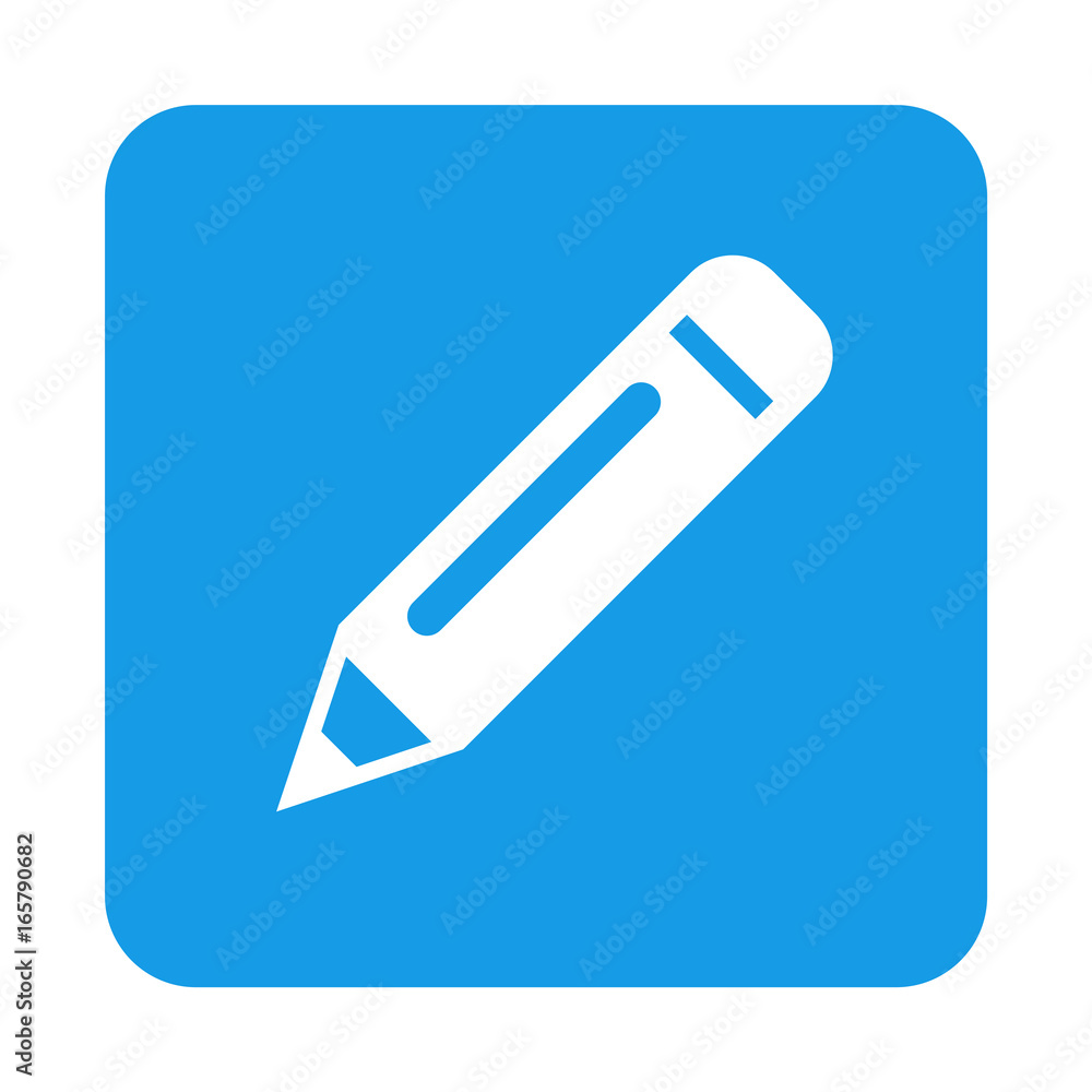 Icono plano lapiz en cuadrado azul Icono plano lapiz en cuadrado azul