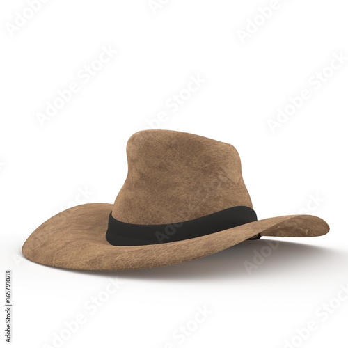 leather hat on white in 3D rendering