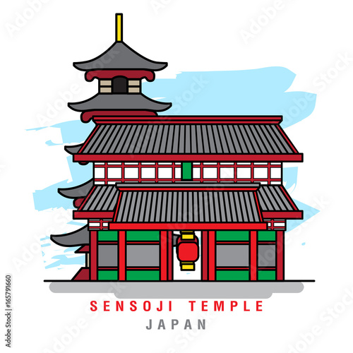 Illustrator of Sensoji Temple. Vector Illustration