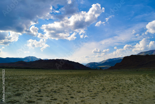 Arid Chuya steppe in Altai mountains. Altay Republic  Siberia  Russia.