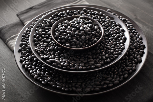 black turtle beans legumes in bowls