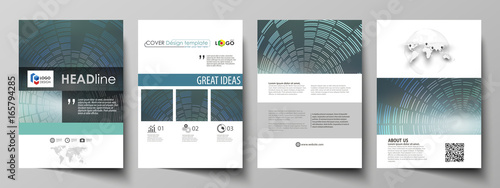 Business templates for brochure, flyer, booklet or report. Cover design template, easy editable vector, abstract flat layout in A4 size. Technology background in geometric style made from circles.