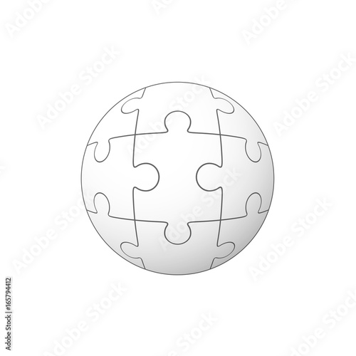 Jigsaw puzzle in the form of a circle. Vector