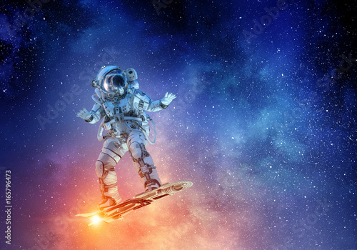 Spaceman on flying board. Mixed media © Sergey Nivens