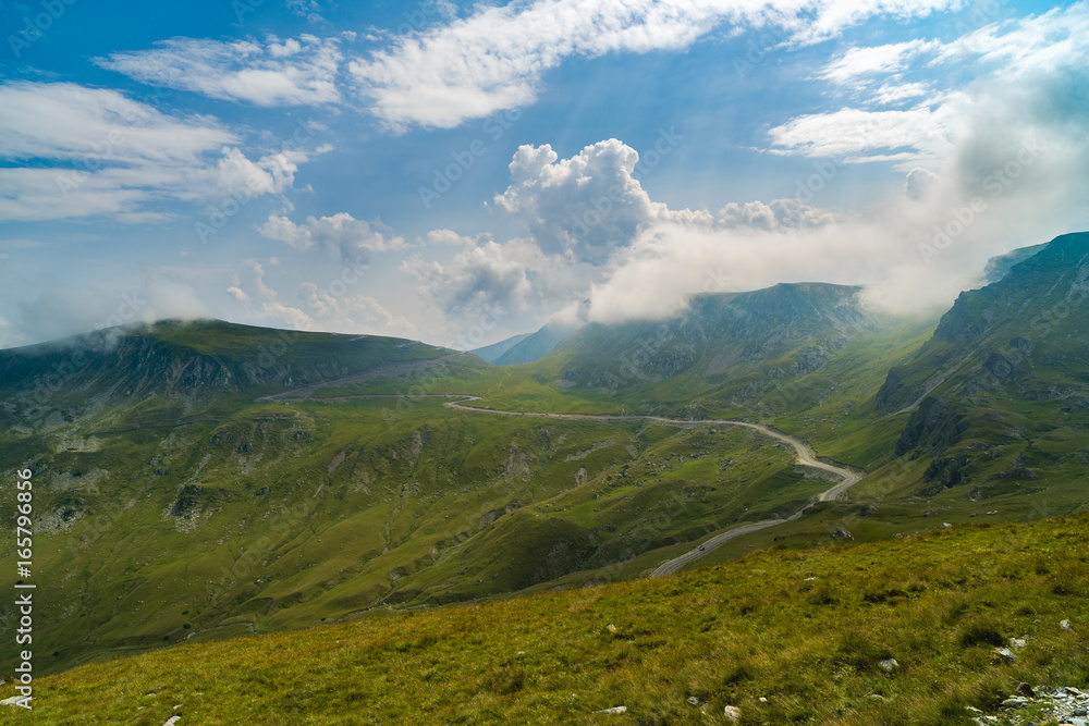 Fototapeta premium Spectacular road on the mountain in the Carpathian Mountains in Romania