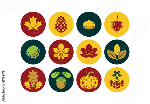 Autumn icons in modern line style. Vector illustration.