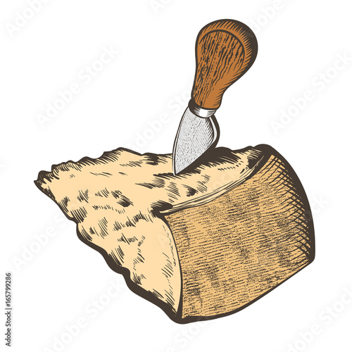 Parmesan cheese with knife