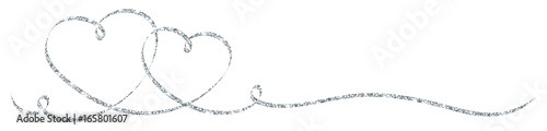 Konstfotografi 2 Connected Silver Calligraphy Hearts Ribbon Banner