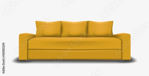 Yellow sofa single object realistic design