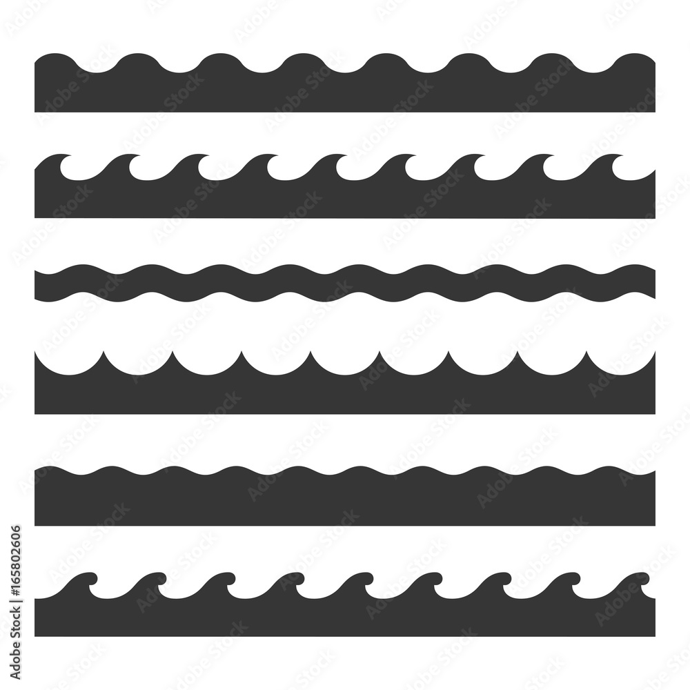 Seamless Wave Pattern Set. Vector Template