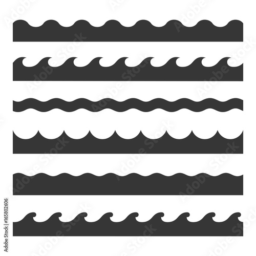 Seamless Wave Pattern Set. Vector Template