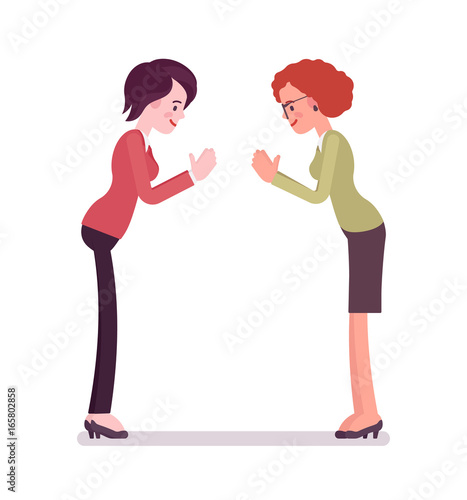 Businesswomen bow gesture