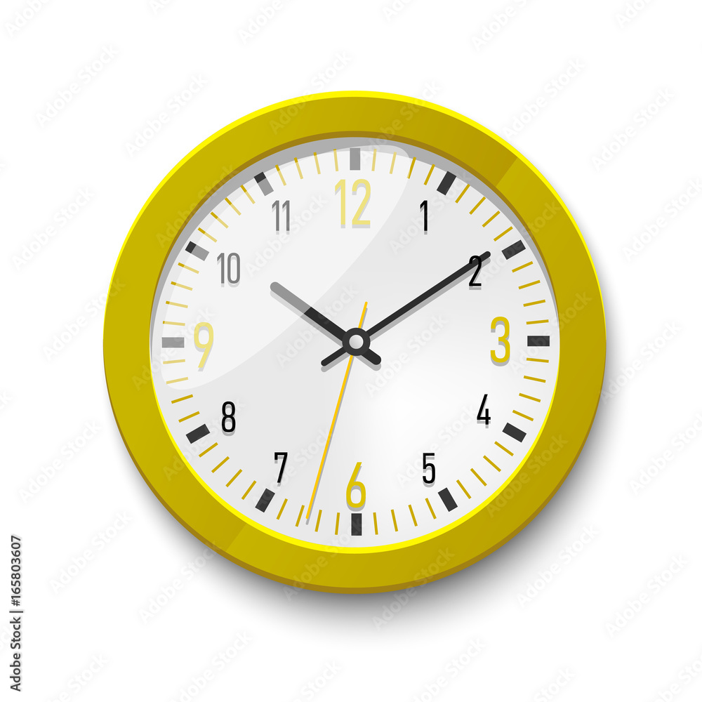 Yellow wall watch for promotion. Office accessories vector illustration mock up
Yellow wall watch for promotion. Office accessories vector illustration mock up