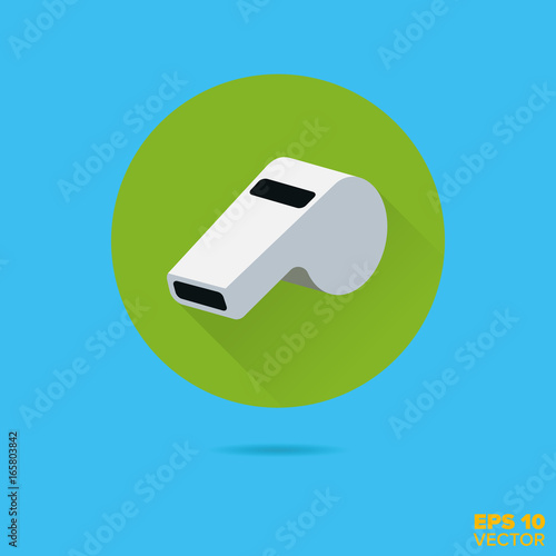 referee whistle flat design vector icon