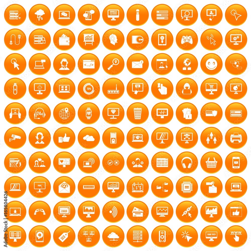 100 internet icons set orange 100 internet icons set orange