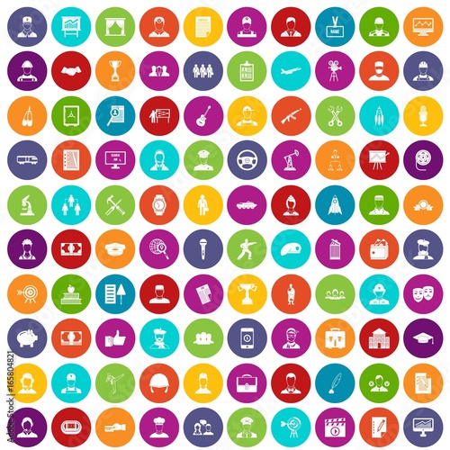 100 career icons set color