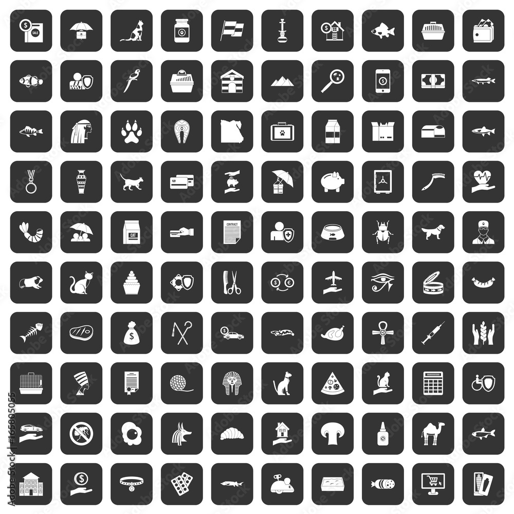 100 cat icons set black 100 cat icons set black