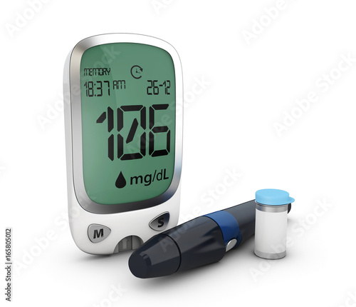 Obraz na plátně 3d Illustration of image of a blood glucose monitor with lower levels