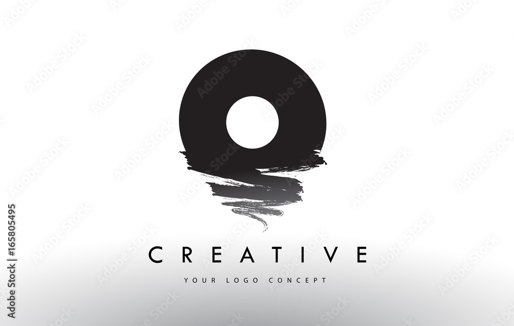 O Brushed Letter Logo. Black Brush Letters design with Brush stroke design.