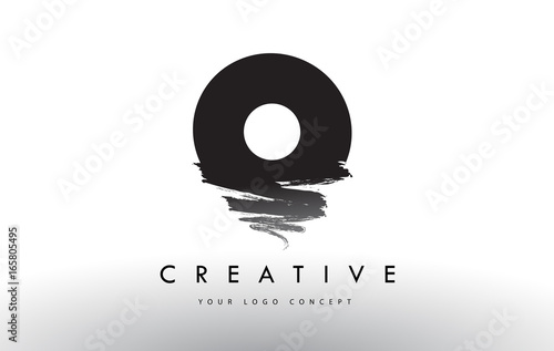 O Brushed Letter Logo. Black Brush Letters design with Brush stroke design. photo