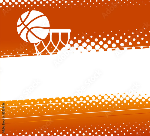 Basketball background. Silhouette of a basket ball and a basketball net