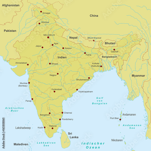 Indien Karte - Orange