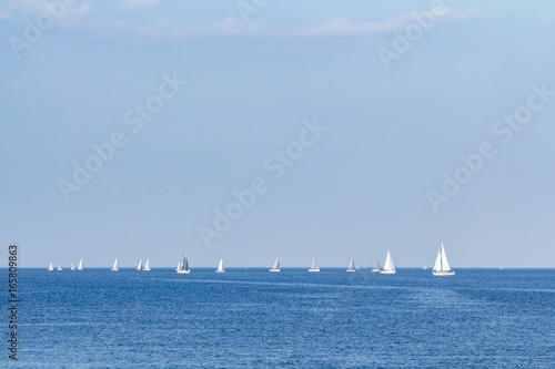 Sailboats on the Raritan Bay in New Jersey
