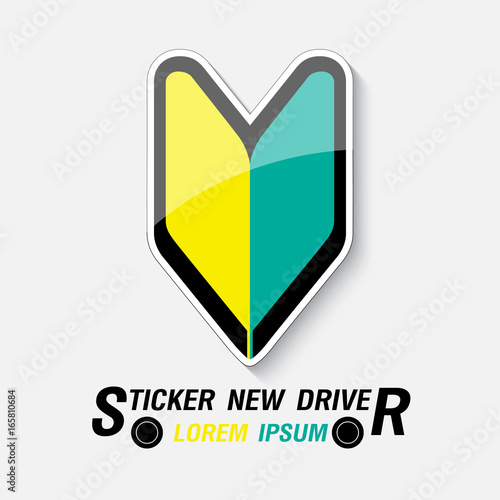 Sticker for new drivers, vector illustration
