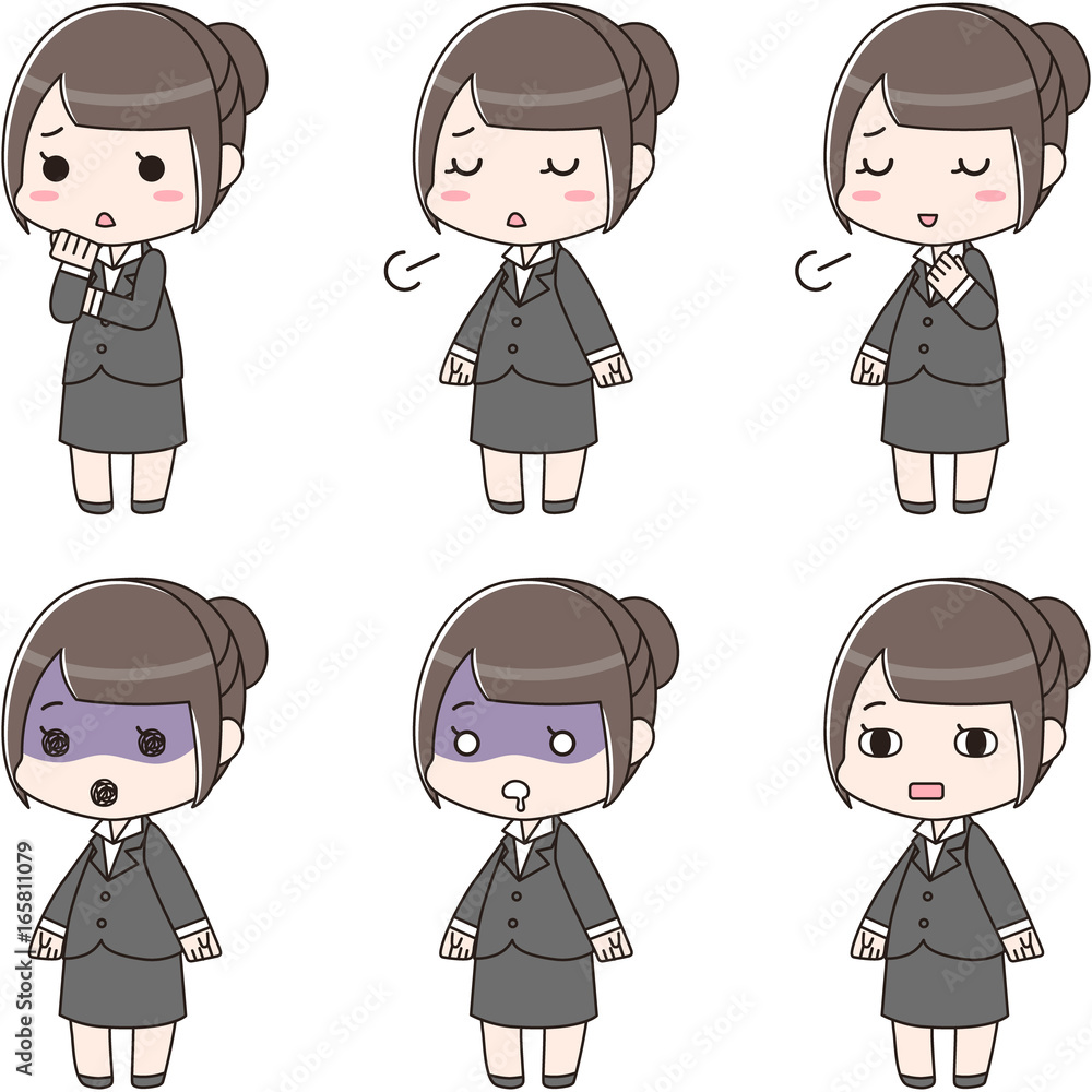 就活 リクルートスーツ 女性 ポーズ集 喜怒哀楽 Stock Vector Adobe Stock