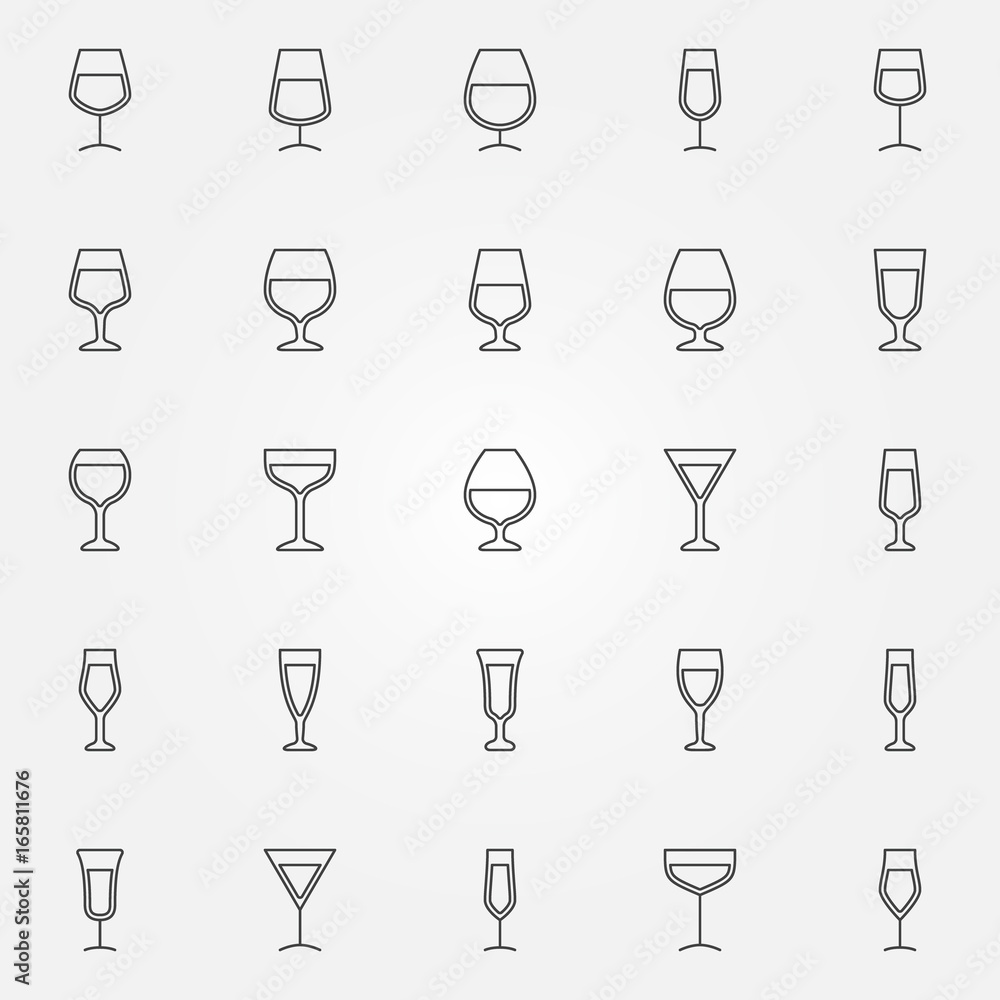 Wine glass icons set Wine glass icons set