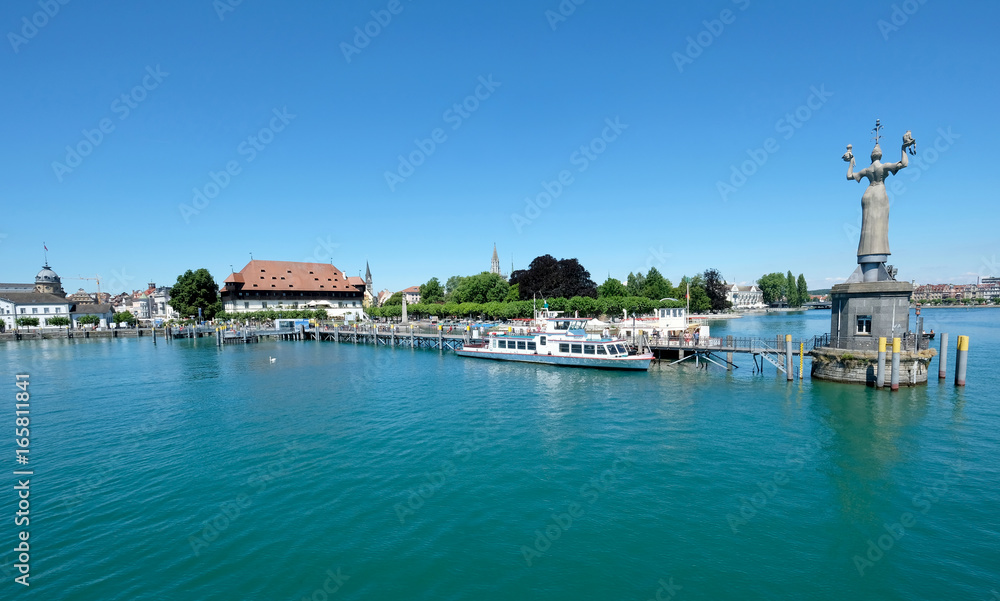 Panoramic view of Konstanz old town and port, Germany, Europe