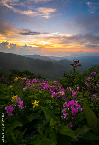 Moody sunset in the blue ridge mountains of North Carolina
