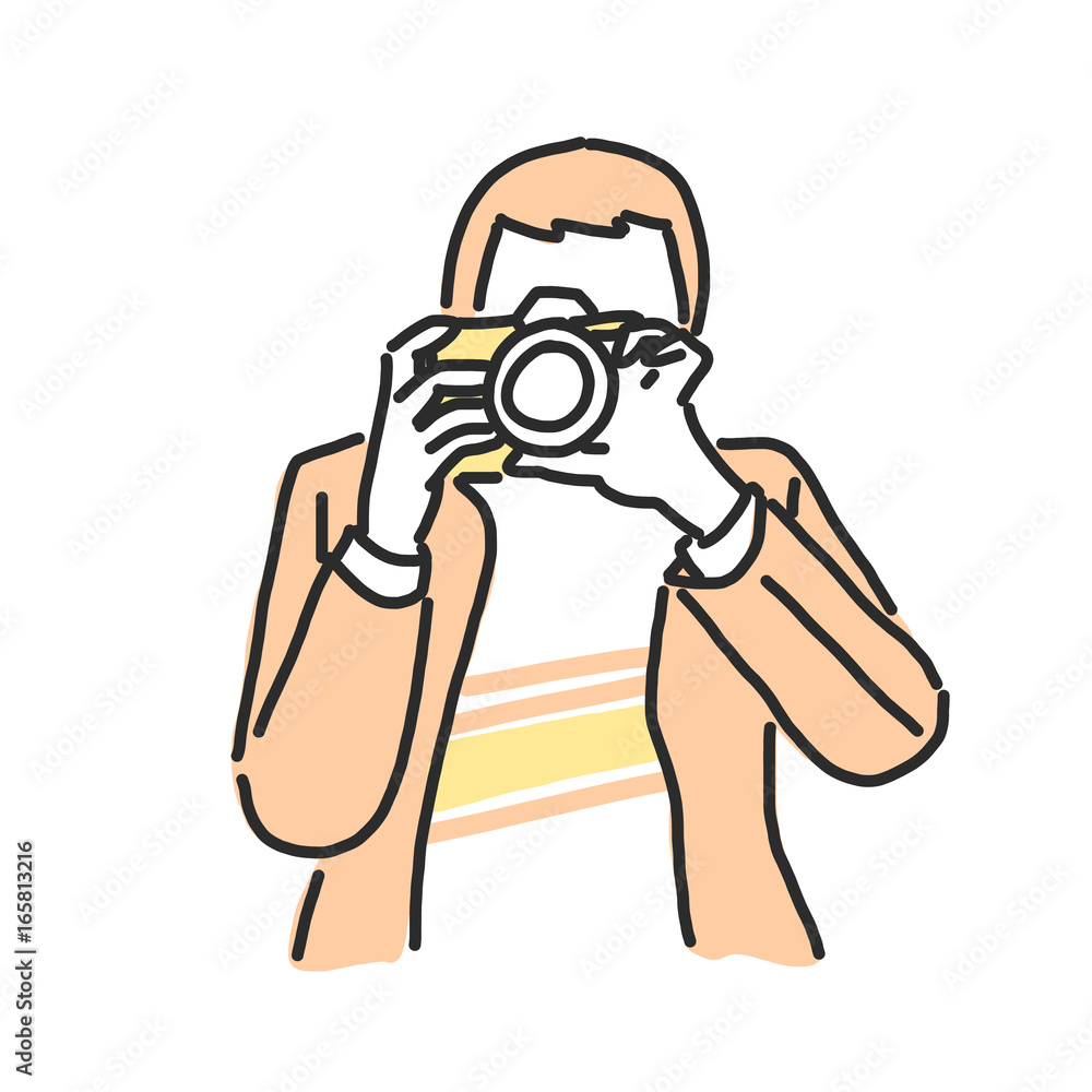 Photographer in variety poses. hand drawn. line drawing. vector illustration. Photographer in variety poses. hand drawn. line drawing. vector illustration.
