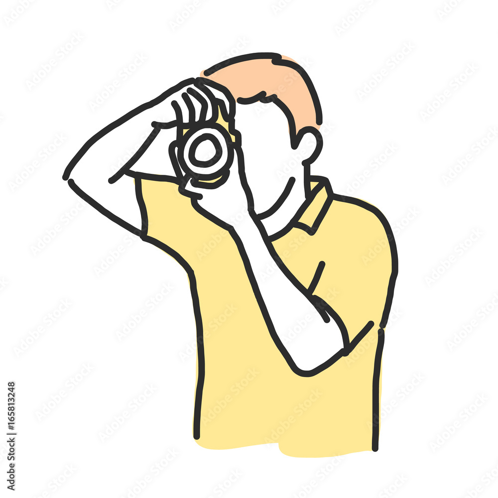 Photographer in variety poses. hand drawn. line drawing. vector illustration. Photographer in variety poses. hand drawn. line drawing. vector illustration.