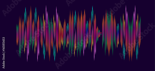 Abstract gradients waves music background. Dynamic geometric multi colored lines, shapes, waves Neon Vector Template Music Festival modern design