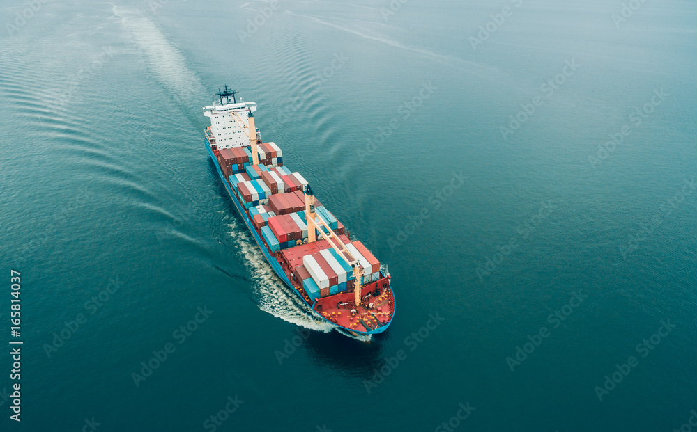 Aerial view of cargo ship