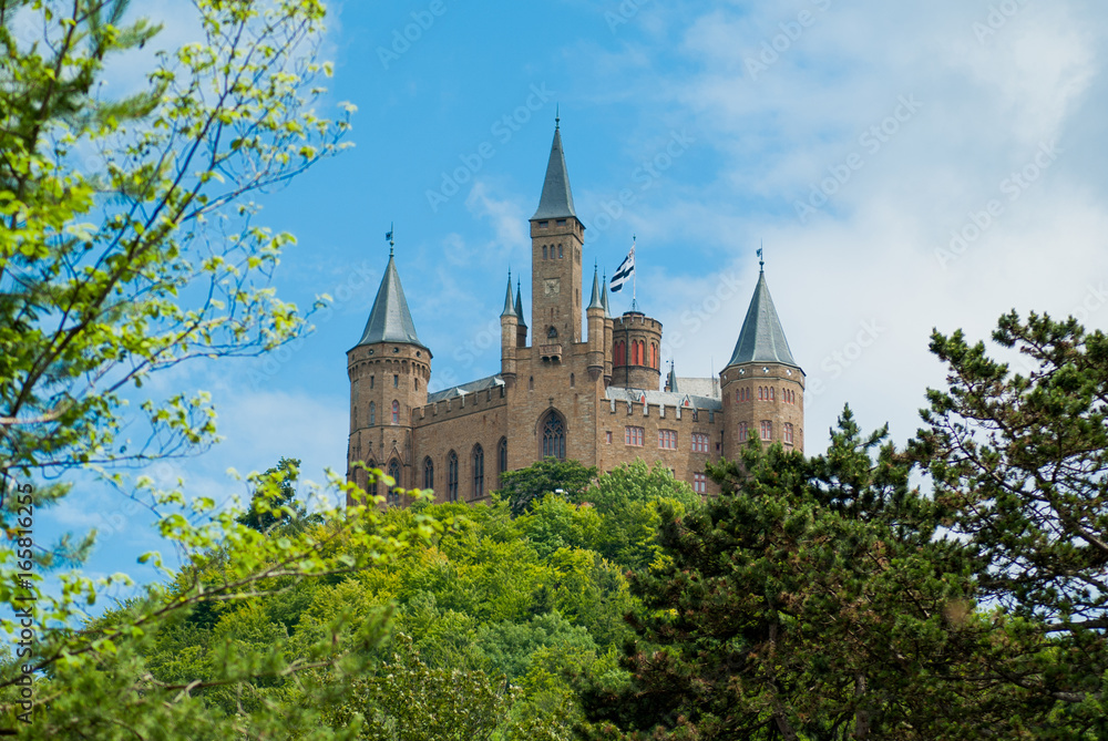 Castle Hohenzollern on the blue sky how background
