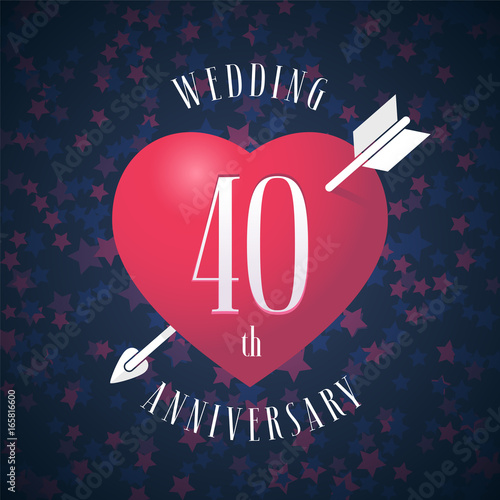 40 years anniversary of being married vector icon, logo