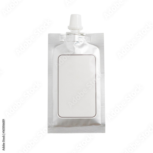 Blank spout pouch with cap isolated on white background