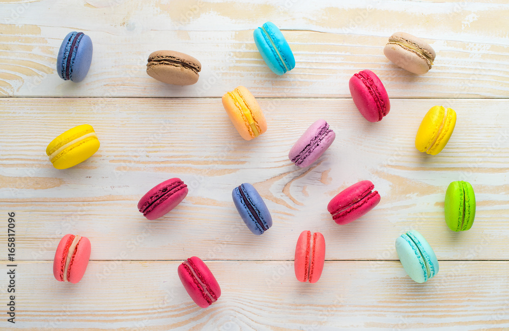 scattered colorful macaroons scattered colorful macaroons